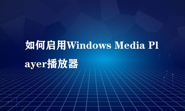 如何启用Windows Media Player播放器