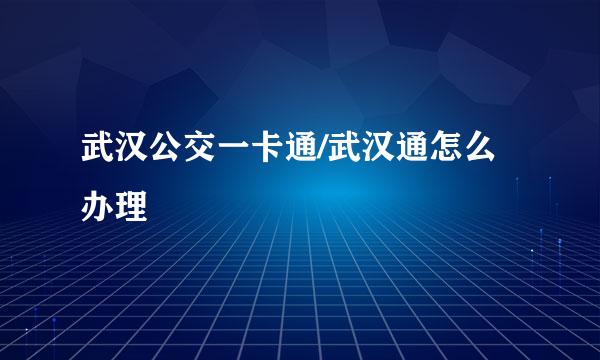 武汉公交一卡通/武汉通怎么办理