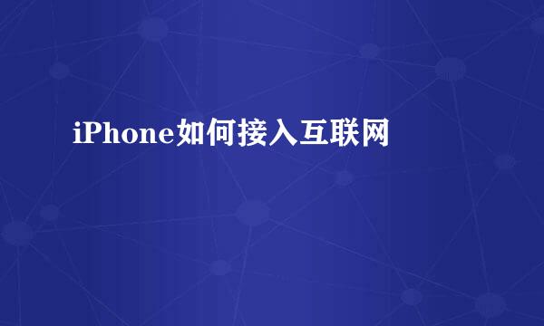 iPhone如何接入互联网