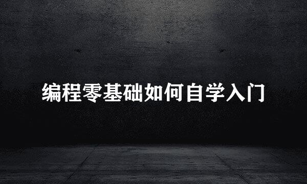 编程零基础如何自学入门