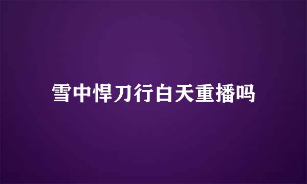 雪中悍刀行白天重播吗