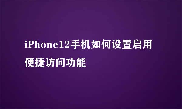 iPhone12手机如何设置启用便捷访问功能