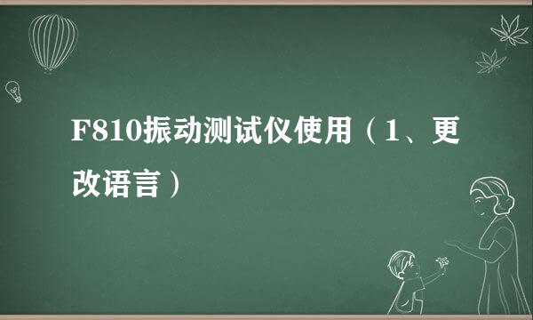 F810振动测试仪使用（1、更改语言）