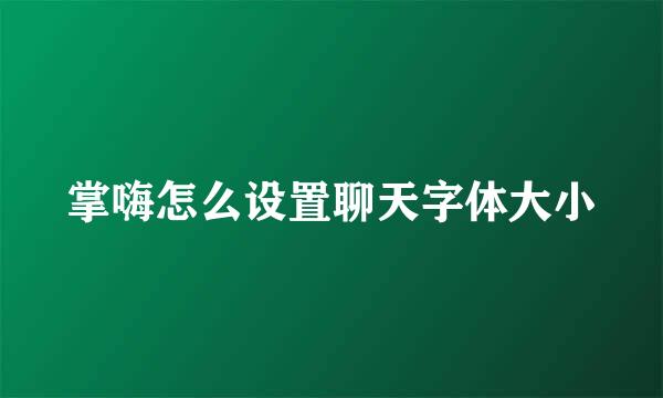 掌嗨怎么设置聊天字体大小