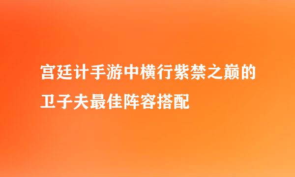 宫廷计手游中横行紫禁之巅的卫子夫最佳阵容搭配