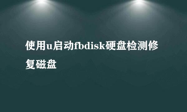 使用u启动fbdisk硬盘检测修复磁盘