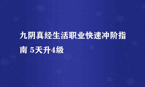 九阴真经生活职业快速冲阶指南 5天升4级