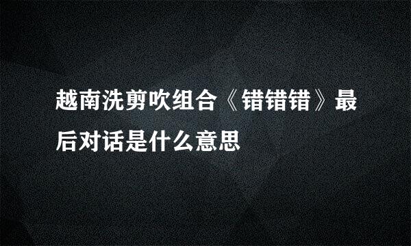 越南洗剪吹组合《错错错》最后对话是什么意思