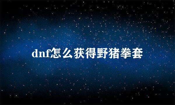 dnf怎么获得野猪拳套