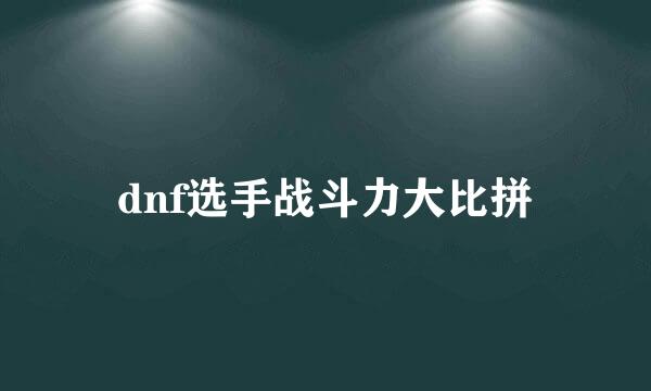 dnf选手战斗力大比拼
