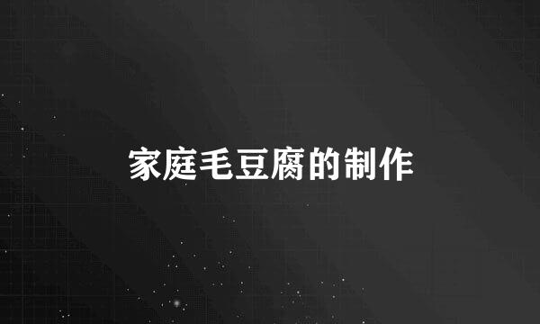 家庭毛豆腐的制作