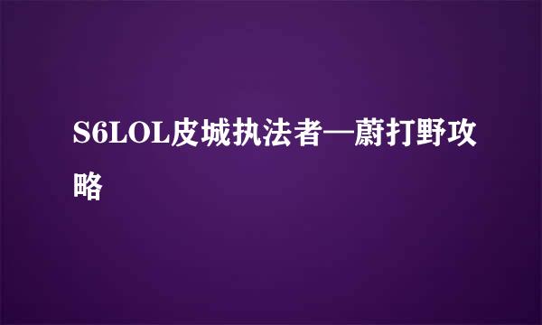 S6LOL皮城执法者—蔚打野攻略