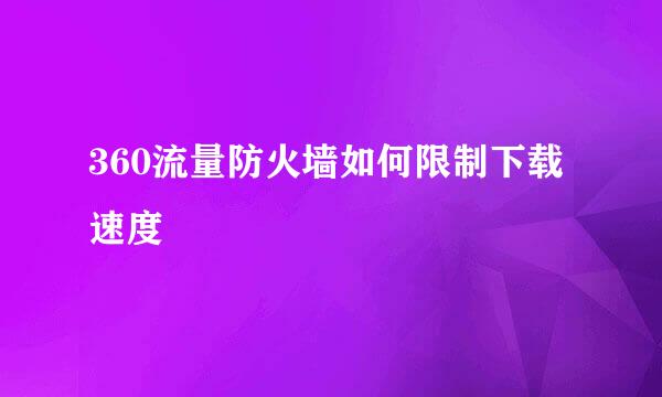 360流量防火墙如何限制下载速度