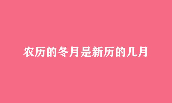 农历的冬月是新历的几月