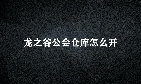龙之谷公会仓库怎么开