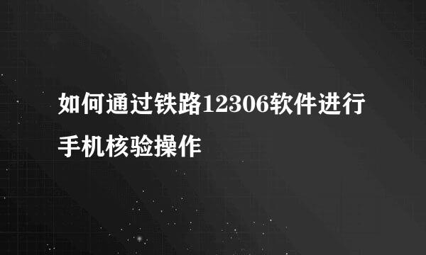 如何通过铁路12306软件进行手机核验操作