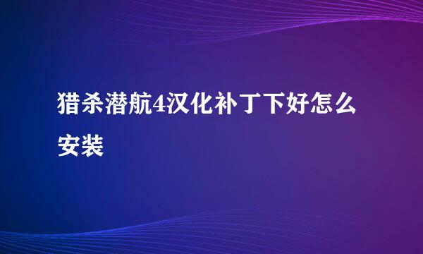 猎杀潜航4汉化补丁下好怎么安装