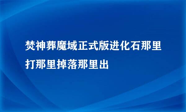 焚神葬魔域正式版进化石那里打那里掉落那里出