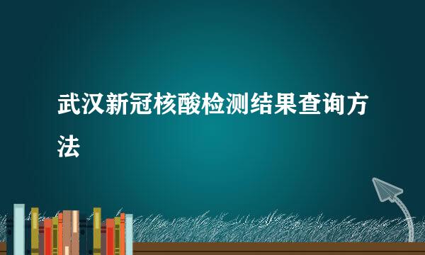 武汉新冠核酸检测结果查询方法