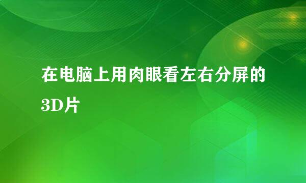 在电脑上用肉眼看左右分屏的3D片