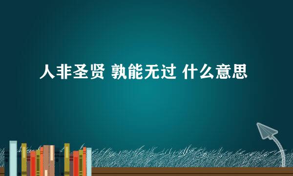 人非圣贤 孰能无过 什么意思