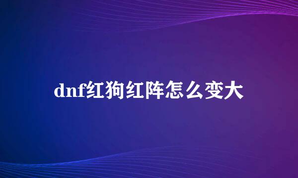 dnf红狗红阵怎么变大