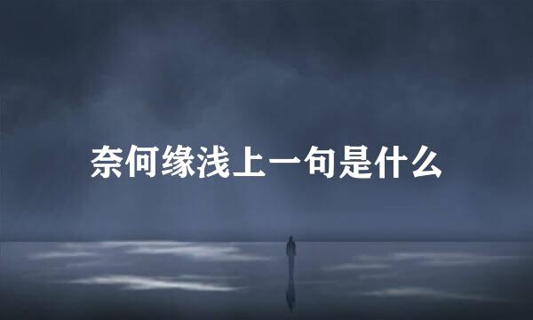 奈何缘浅上一句是什么