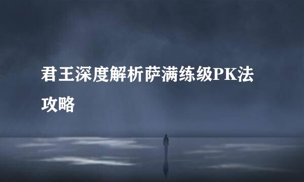 君王深度解析萨满练级PK法攻略