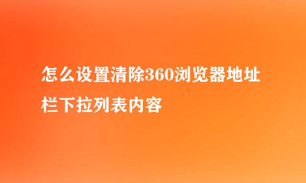怎么设置清除360浏览器地址栏下拉列表内容