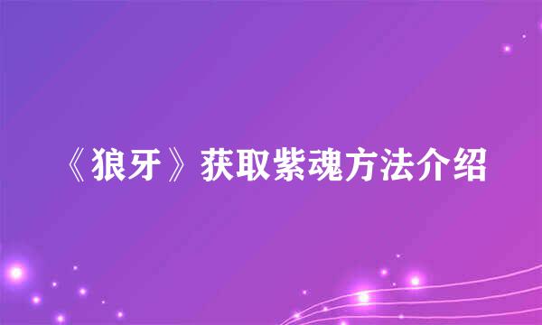 《狼牙》获取紫魂方法介绍