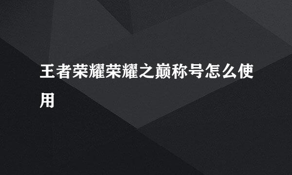王者荣耀荣耀之巅称号怎么使用