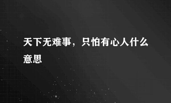 天下无难事，只怕有心人什么意思