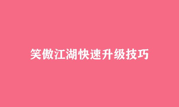 笑傲江湖快速升级技巧