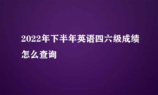 2022年下半年英语四六级成绩怎么查询