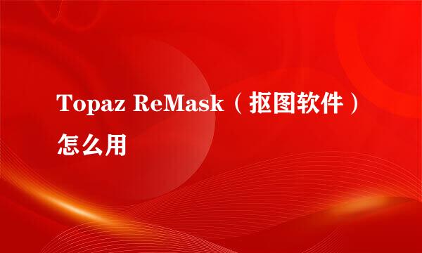Topaz ReMask（抠图软件）怎么用