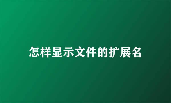 怎样显示文件的扩展名