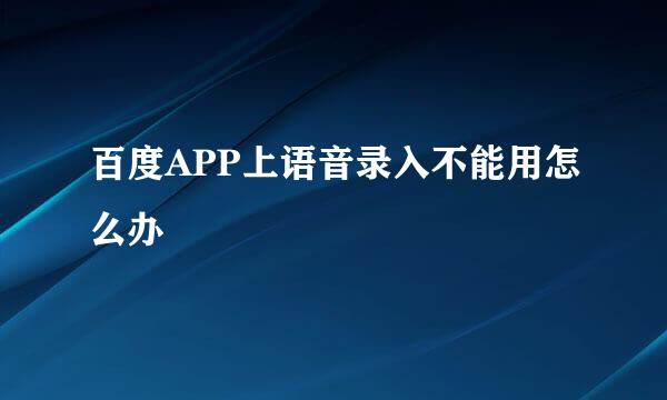百度APP上语音录入不能用怎么办