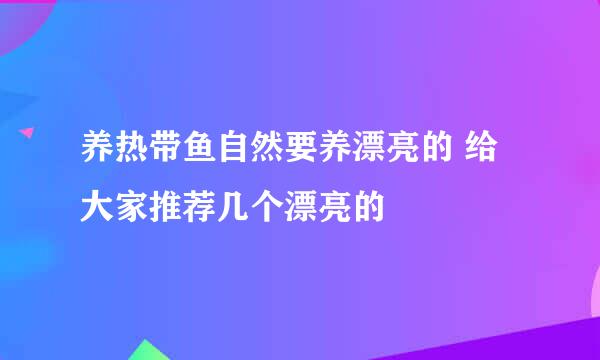 养热带鱼自然要养漂亮的 给大家推荐几个漂亮的