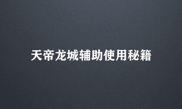 天帝龙城辅助使用秘籍