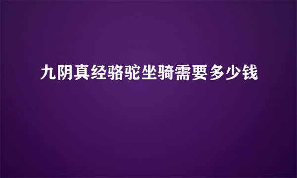 九阴真经骆驼坐骑需要多少钱