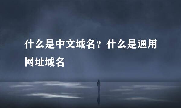 什么是中文域名？什么是通用网址域名