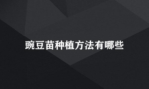 豌豆苗种植方法有哪些