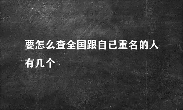 要怎么查全国跟自己重名的人有几个