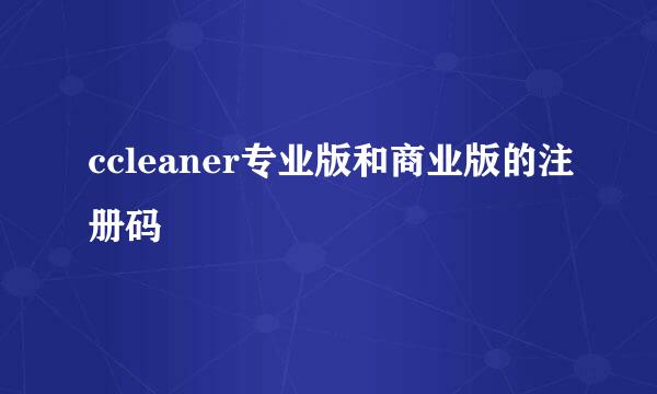 ccleaner专业版和商业版的注册码