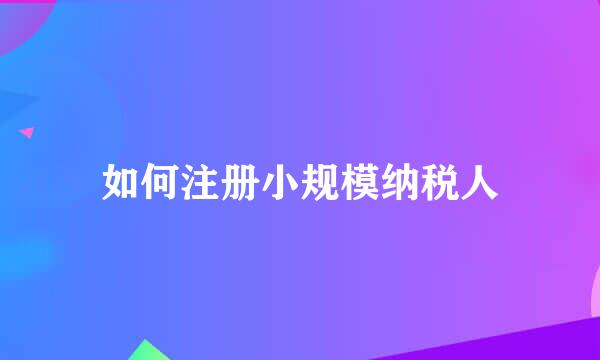如何注册小规模纳税人