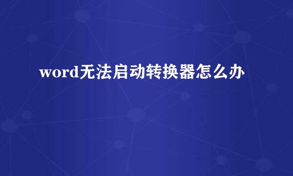 word无法启动转换器怎么办