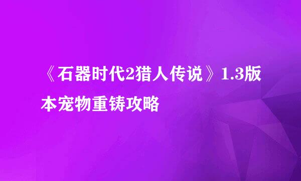 《石器时代2猎人传说》1.3版本宠物重铸攻略