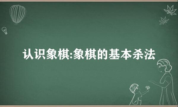认识象棋:象棋的基本杀法