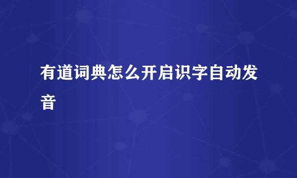 有道词典怎么开启识字自动发音