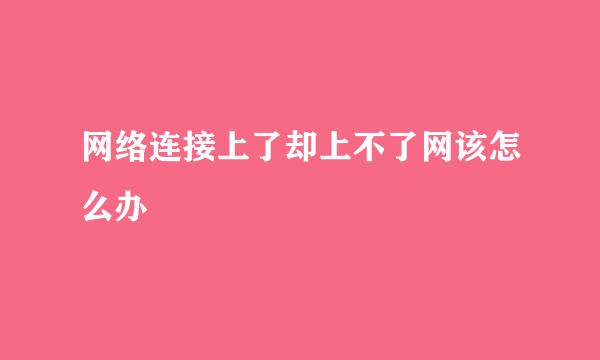 网络连接上了却上不了网该怎么办